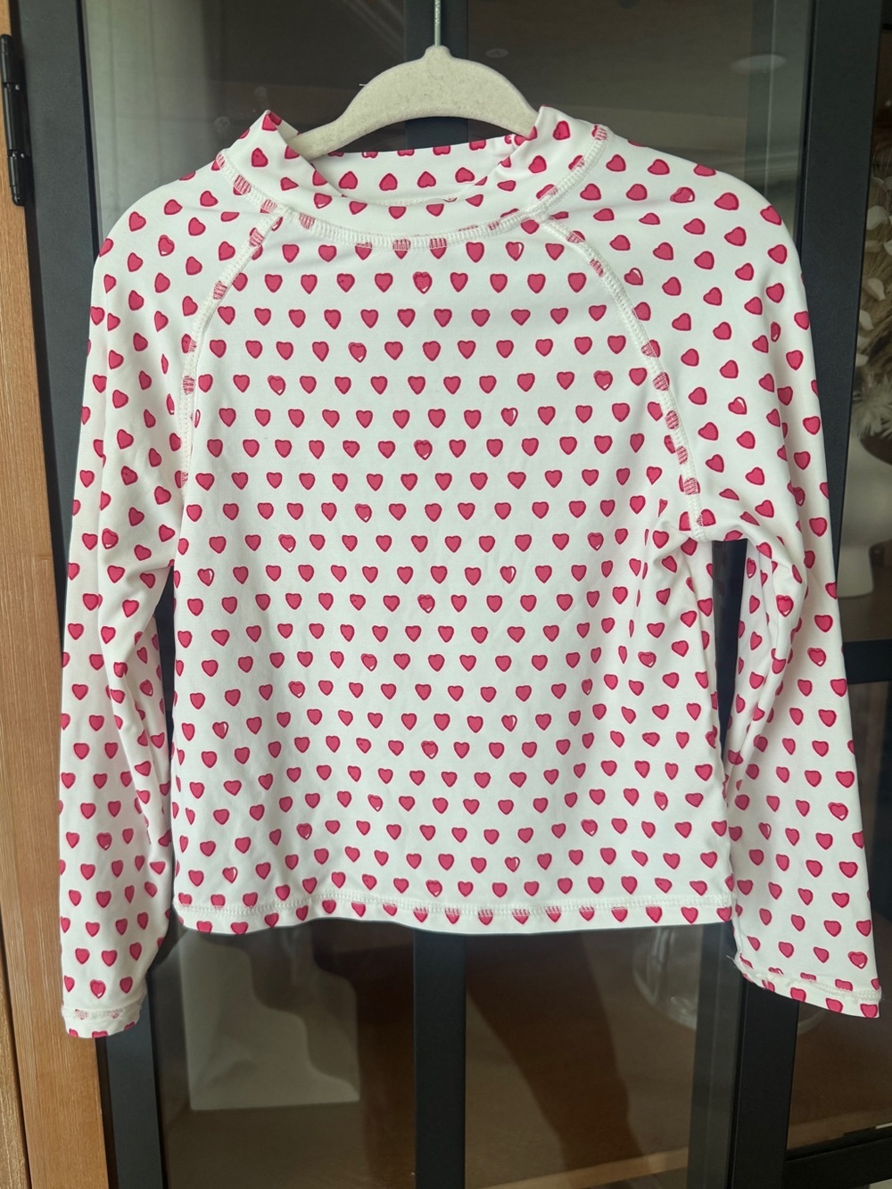 Roller Rabbit rashguard swimsuit top long sleeve hearts print toddler girl
